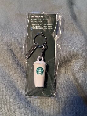 Starbucks White Mini Reusable Cup Keychain with Green Logo